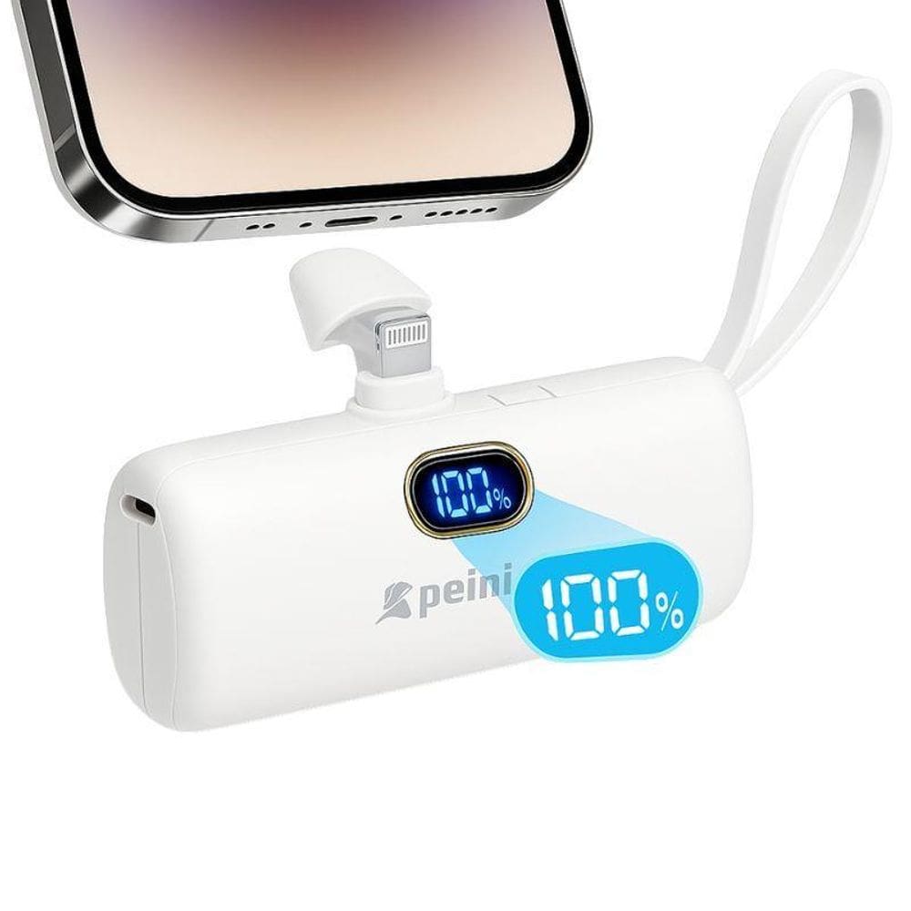 Carregador Portátil Branco Power Bank 5000Mah Carga Rápida