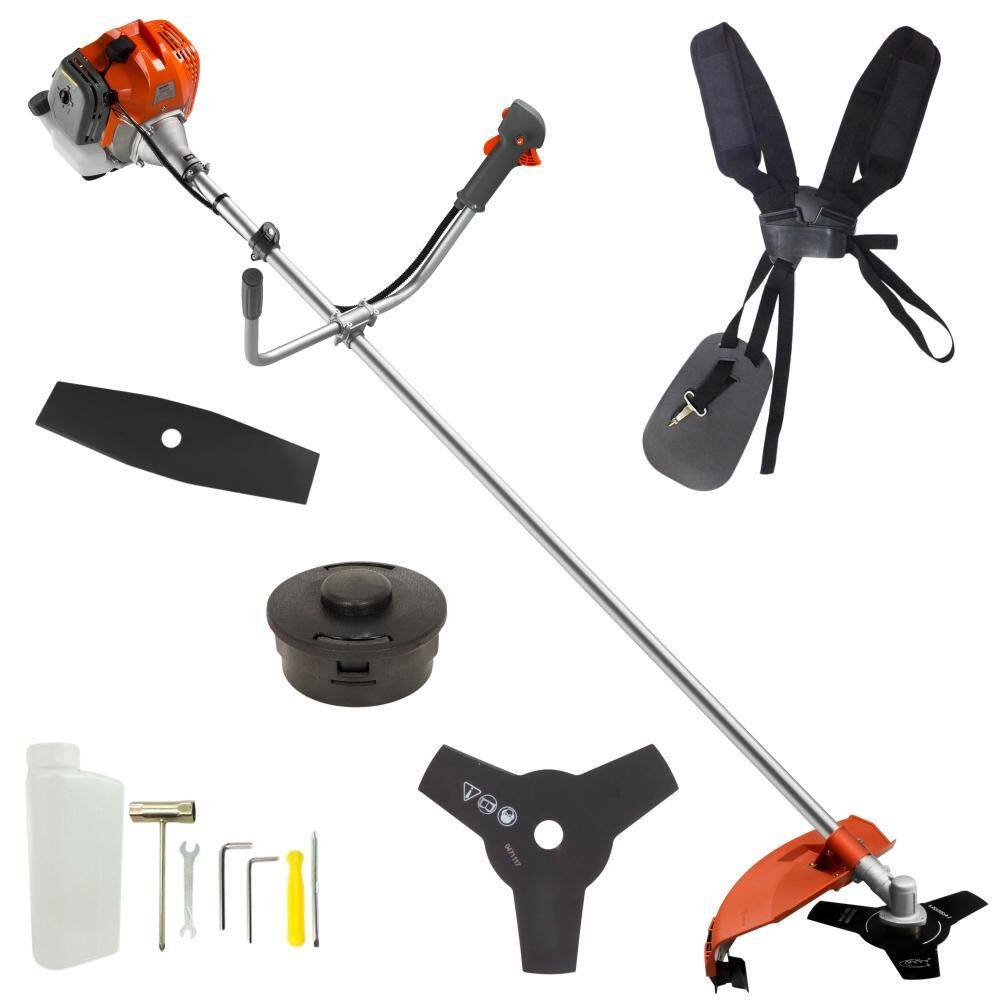 Roçadeira Robusta À Gasolina Tekna RL430ACNTK 43cc 1,7HP de Potência 2 Tempos Alta Rotação Completa Com Carretel Nylon + Faca 2 Pontas + Faca 3 Pontas