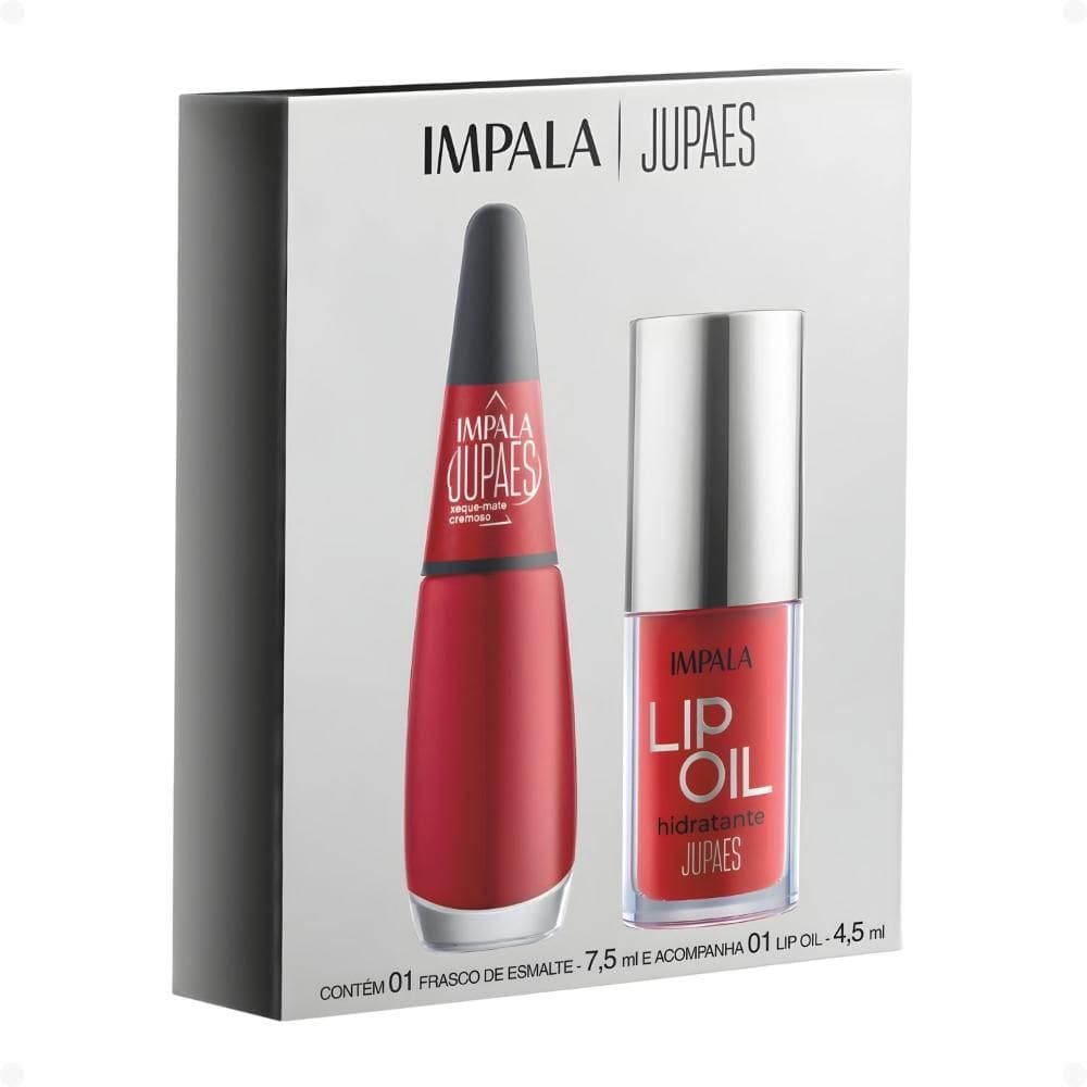 Kit Impala Ju Paes Virando O Jogo Xeque-Mate: 1 Esmalte Cremoso e 1 Lip Oil Hidratante