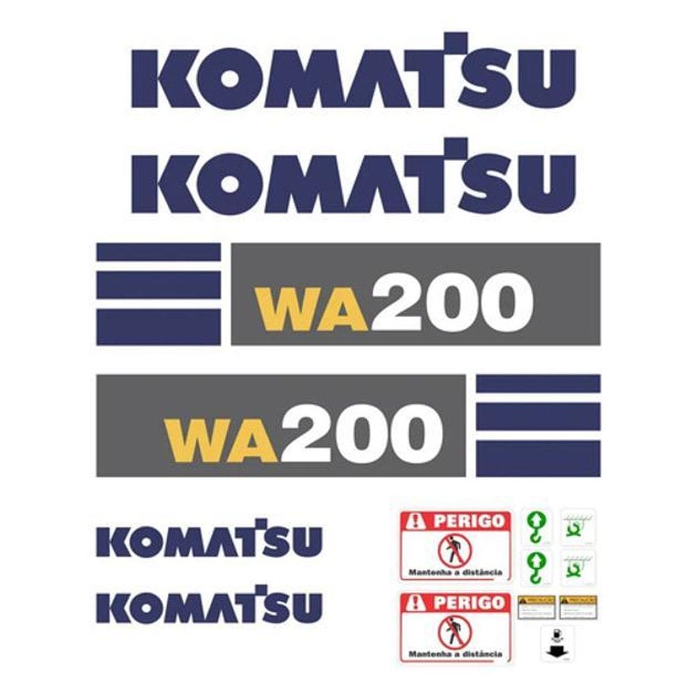 Kit Adesivos Carregadeira Komatsu Wa200 2010 + Etiquetas