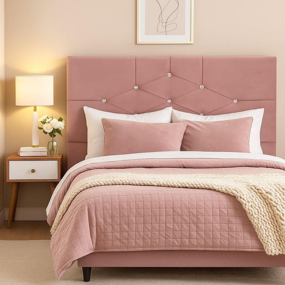 Cabeceira Cama Box Casal 90 Cm Camboriú Suede Rosê