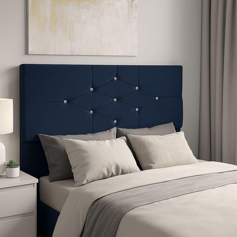 Cabeceira Cama Box Casal 90 Cm Camboriú Suede Azul Marinho