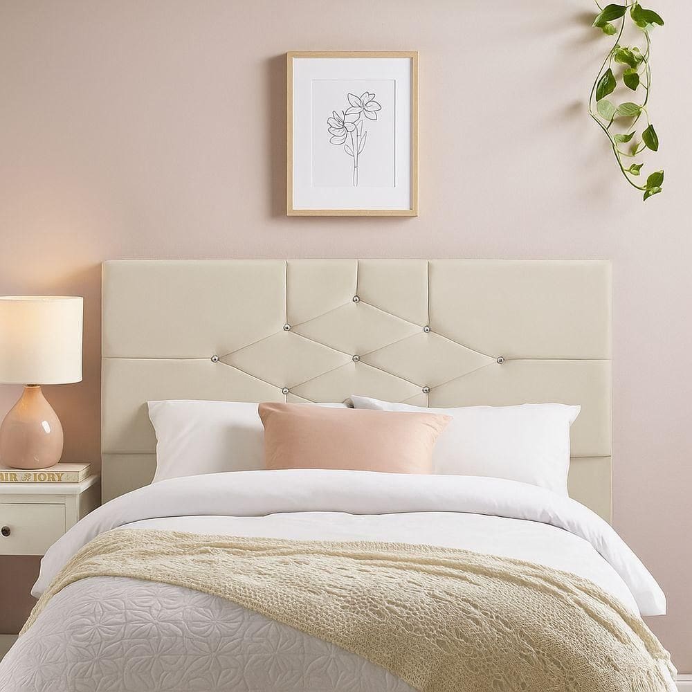 Cabeceira Cama Box Casal 90 Cm Camboriú Suede Bege