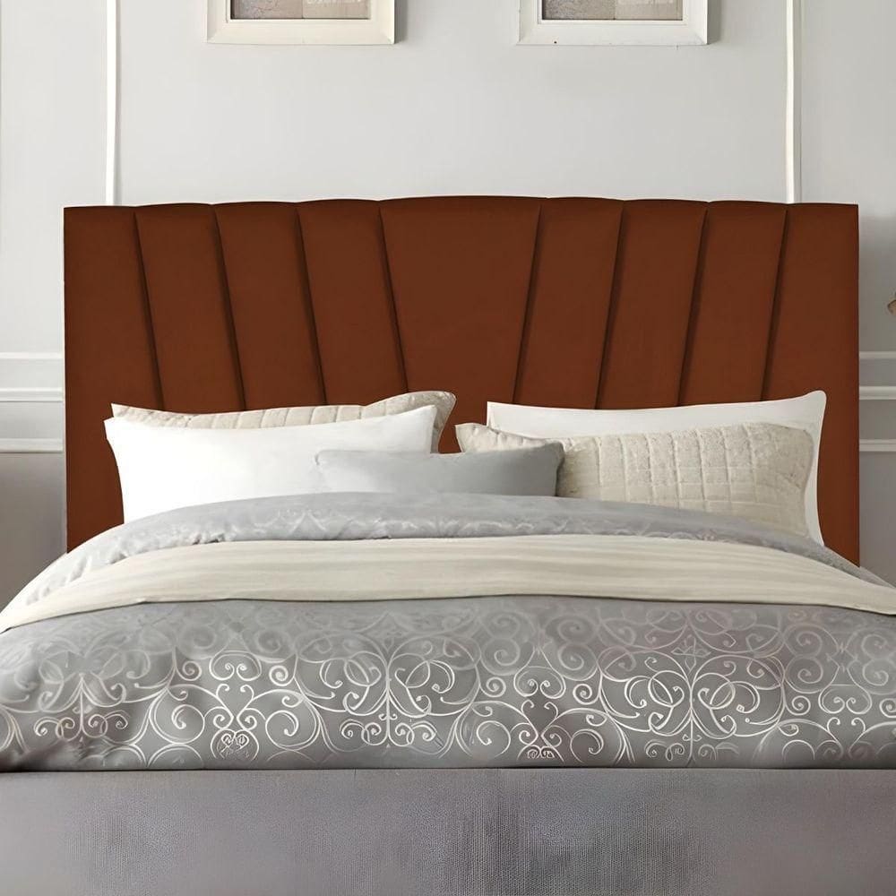 Cabeceira Cama Box Queen 160 Cm Lizza Em Suede Com Frame Cor:terracota