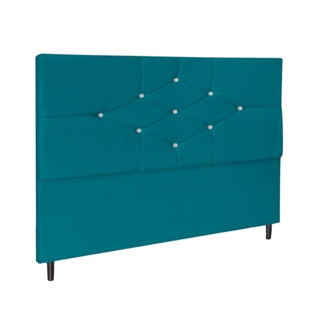Cabeceira Cama Box Casal 140 Cm Virgínia Suede Azul Tiffany