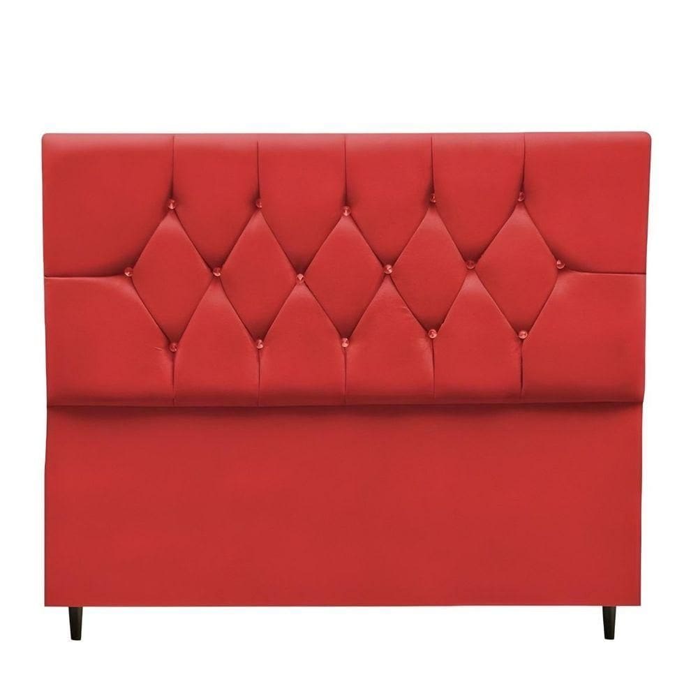 Cabeceira Cama Box Estofada Casal 140 Cm Geovana Suede Vermelho