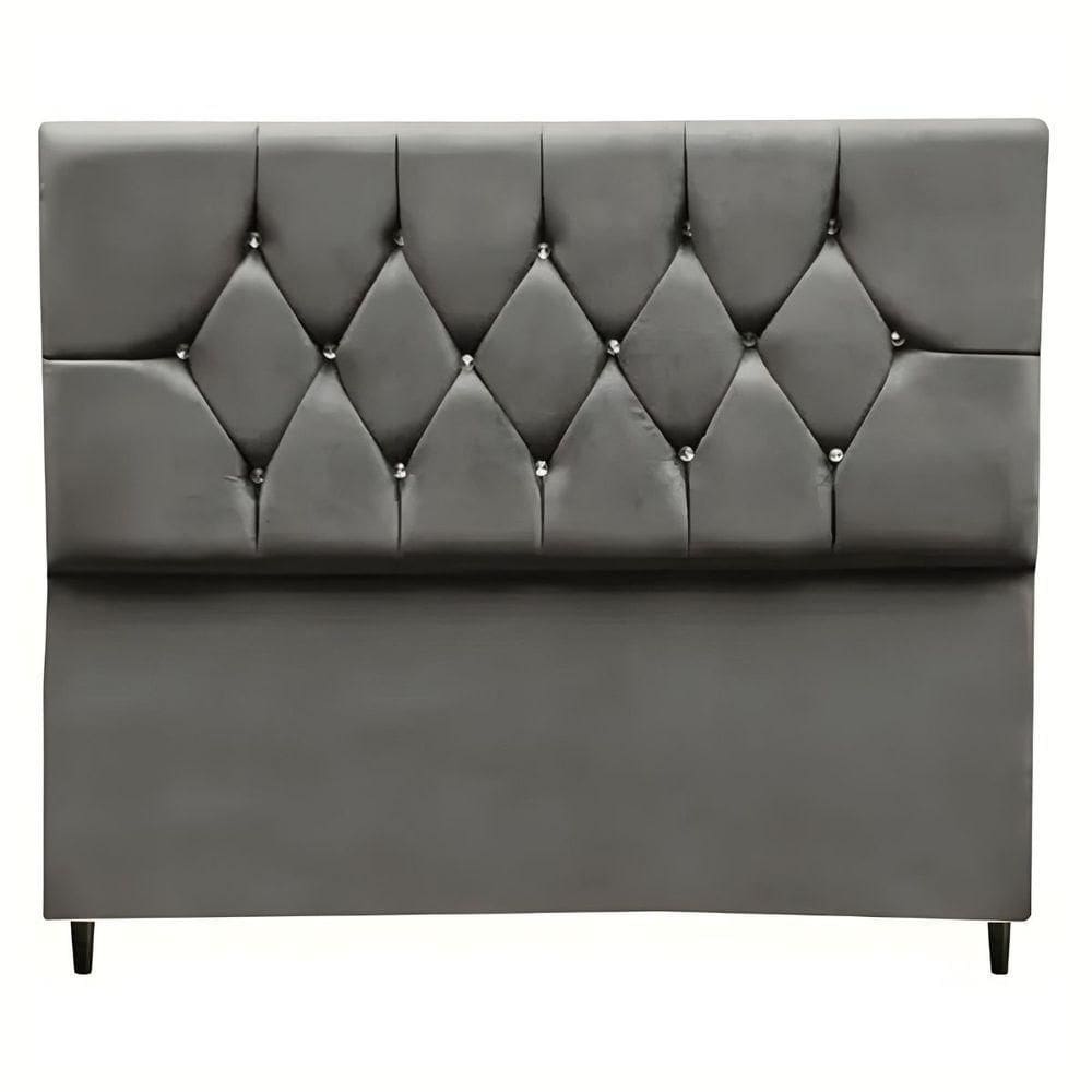 Cabeceira Cama Box King 195 Cm Geovana Suede Cinza