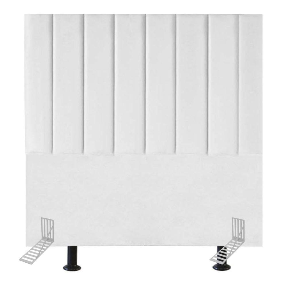 Cabeceira Cama Solteiro Box 100 Cm Lídia Corino E Frame Branco