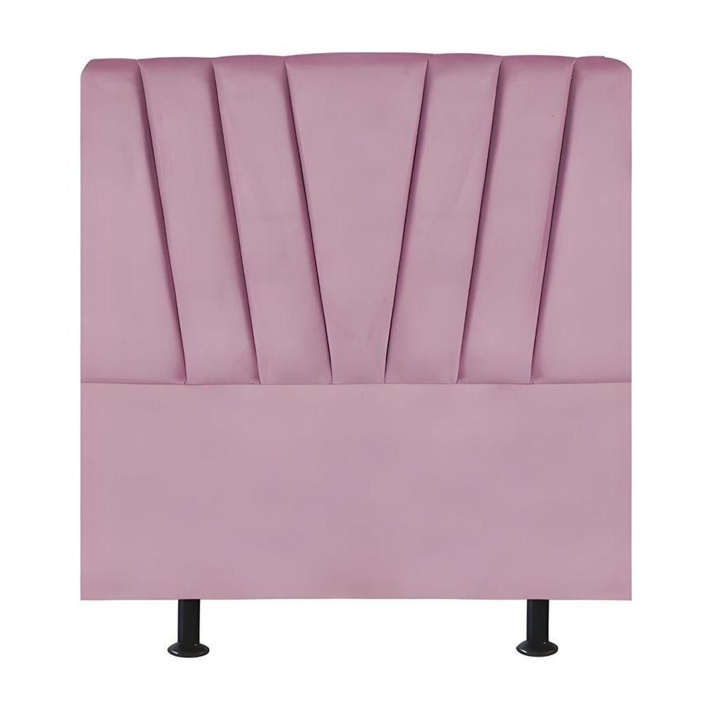 Cabeceira Estofada De Cama Casal Box 140 Cm Louise Suede Rosa