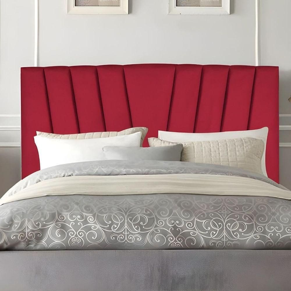 Cabeceira Casal Box De Cama Estofada 140 Cm Antonella Suede Vermelho