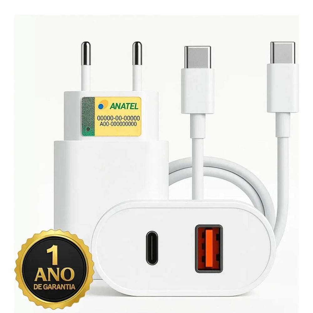 Carregador 20W 20W Bivolt Com Porta Dupla Usb-A E Usb-C