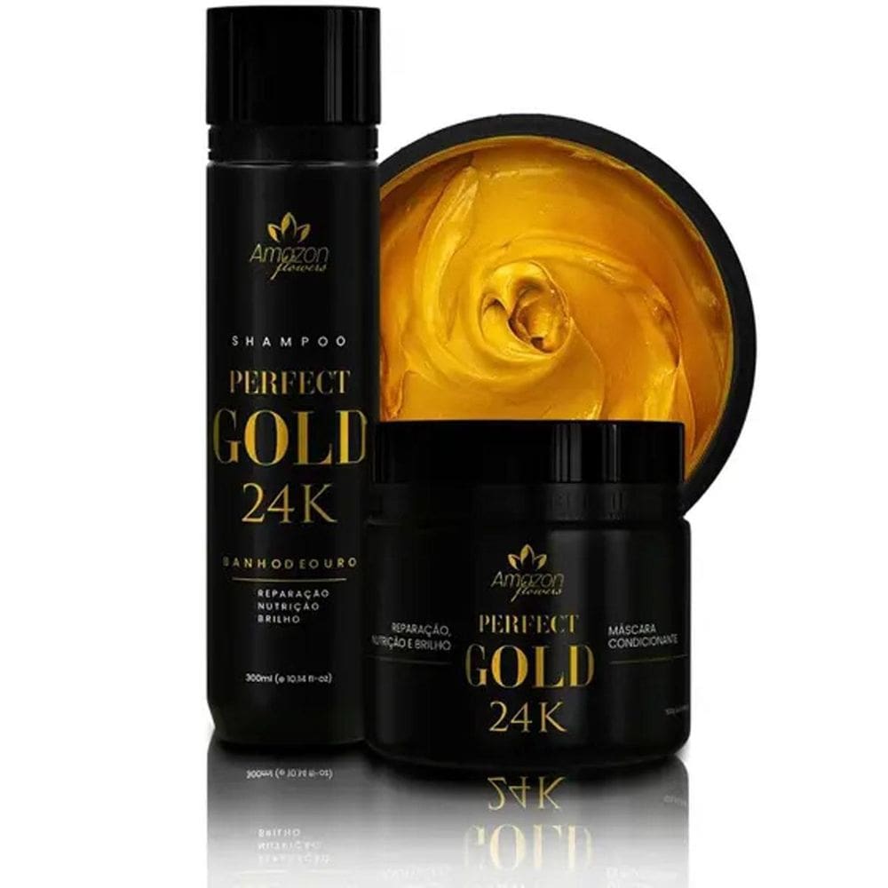 Kit Alto Impacto Amazon Flowers Banho De Ouro 24 K Hidrata