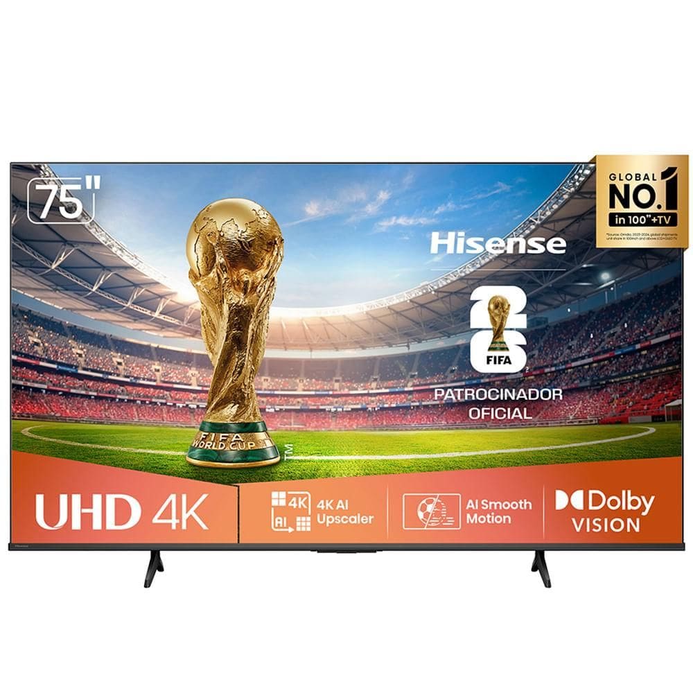 Smart TV 4K75” Polegadas Hisense com Dolby Vision e Compatibilidade com Alexa e Google Home - 75A6NV