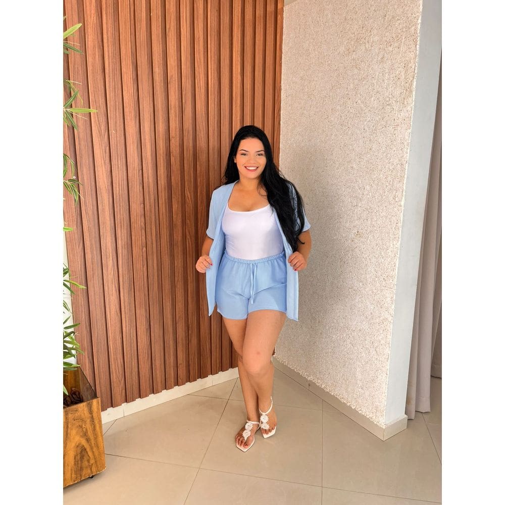 Conjunto Kimono Tecido Duna Short E Kimono Crisconf