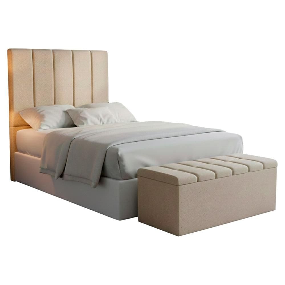 Cabeceira e Recamier Bau Solteiro 100 cm Dalia Linho Artte