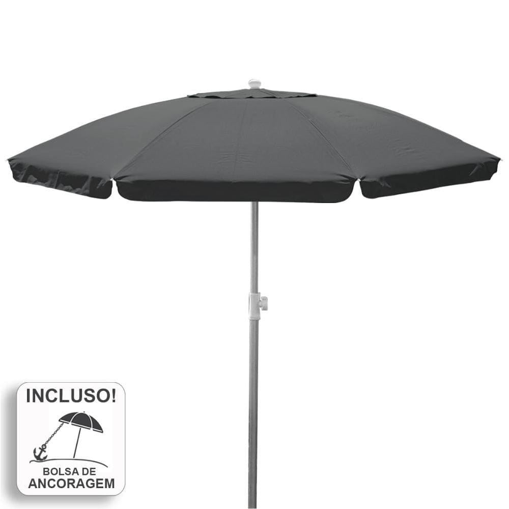 Guarda-Sol Zaka Alumínio 2.5 metros Cinza Grande Reforçado