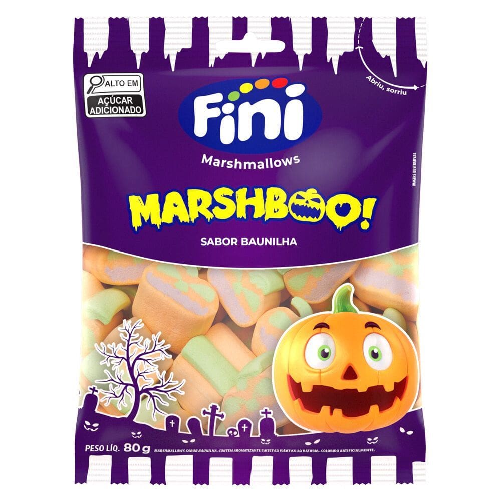 Balas Marshmallow Fini Marshboo Sabor Baunilha 80g