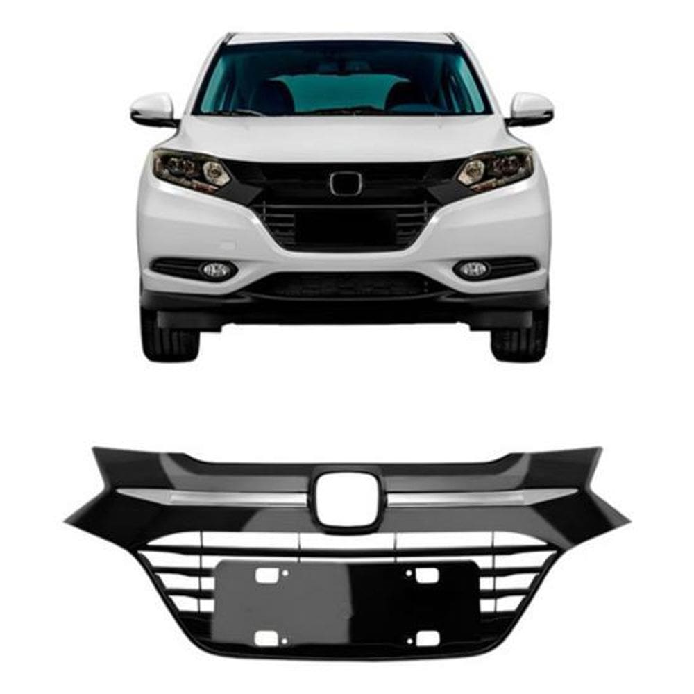 Grade Radiador Hrv 2015 A 2017 Preto Com Friso Cromado