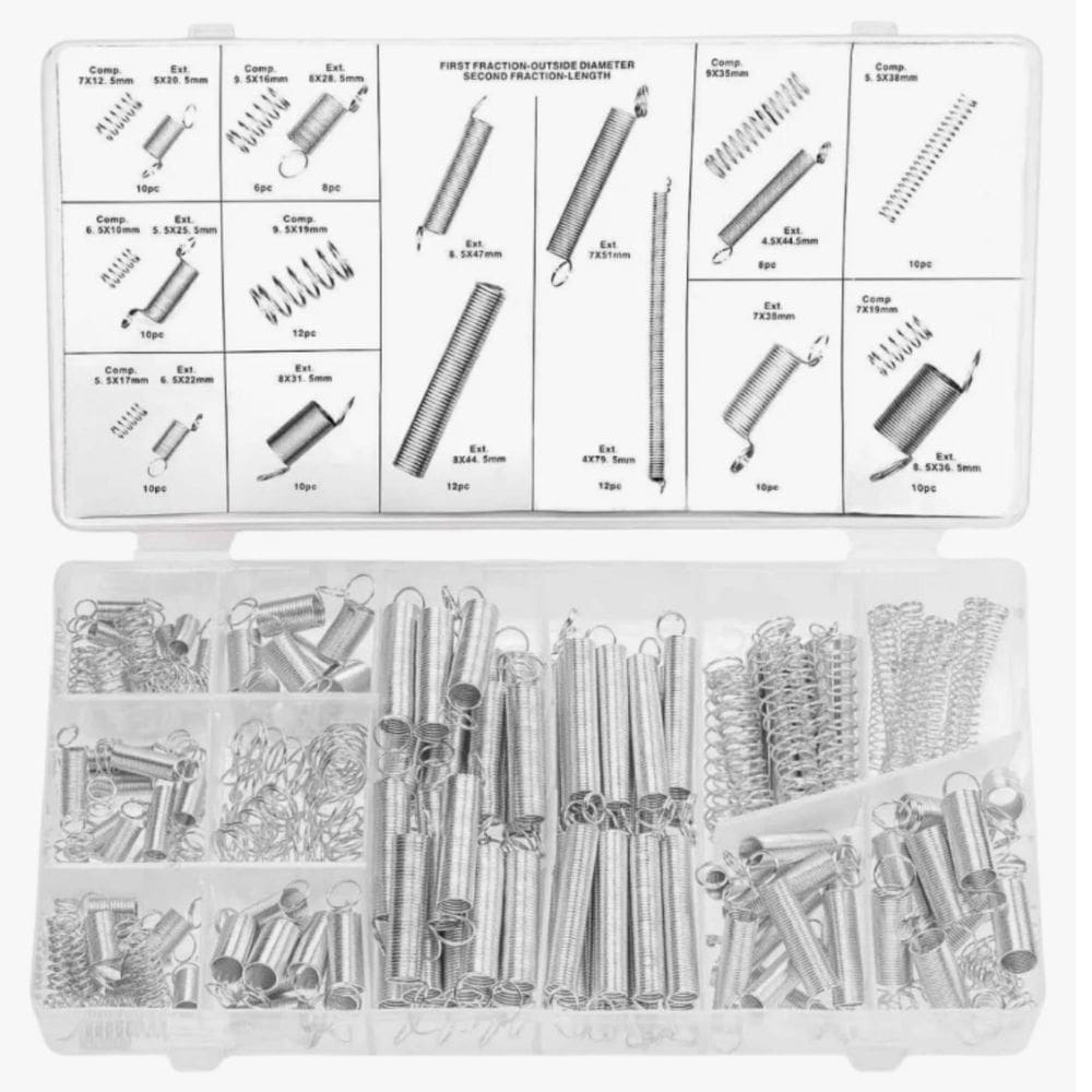Kit 200 Molas Compressao Aço Galvanizado Reparos 20 Tamanhos
