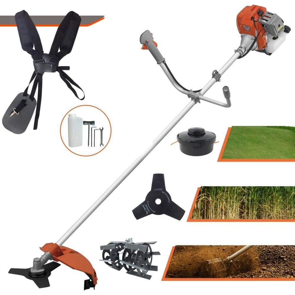 Roçadeira Tekna RL520AC-G2 À Gasolina 52cc 2HP Motor 2 Tempos Alta Rotação e Performance Com Carretel de Nylon + Faca 3 Pontas + Enxada Rotativa