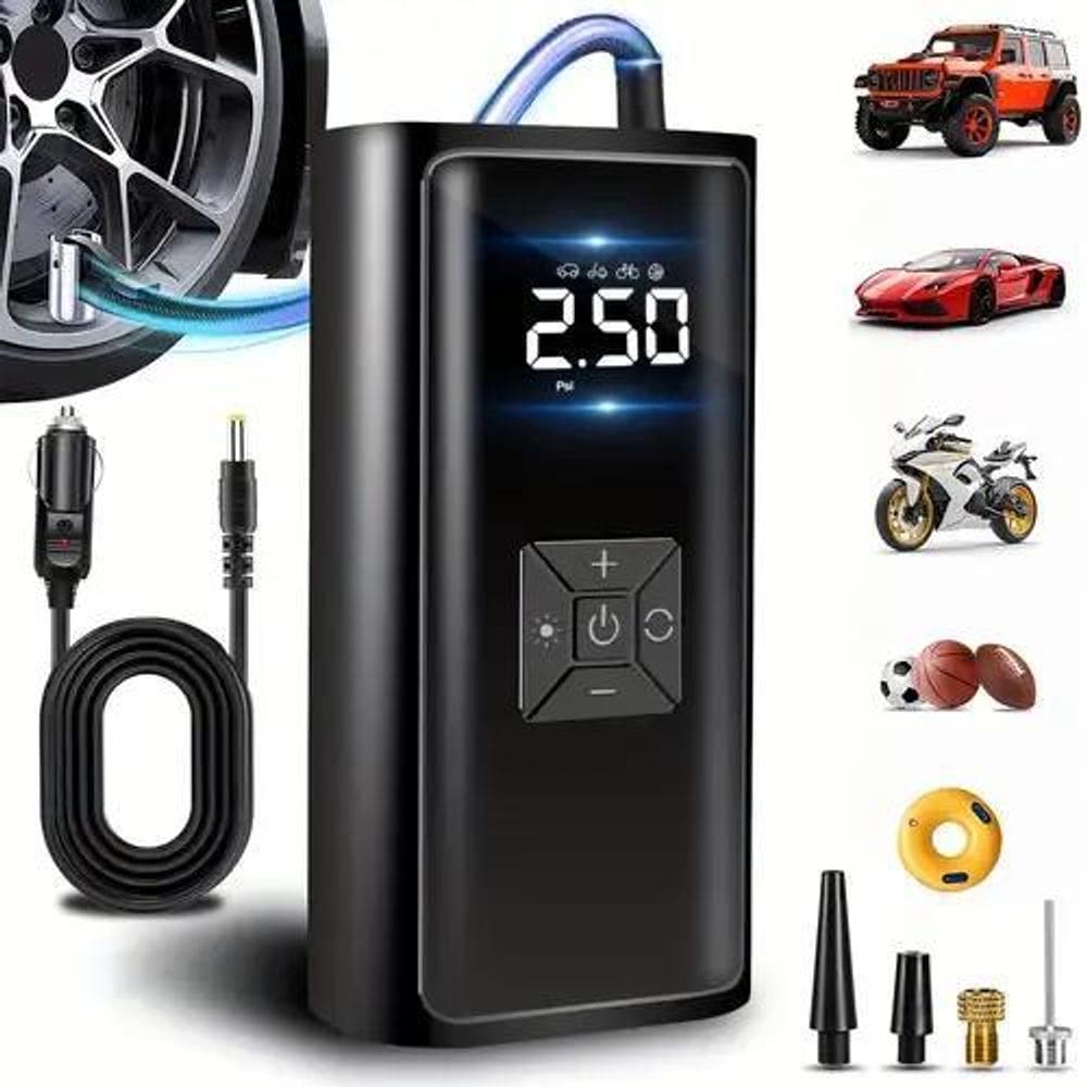 Pneus Digital Mini Calibrador Carro Moto Preto Powerbank