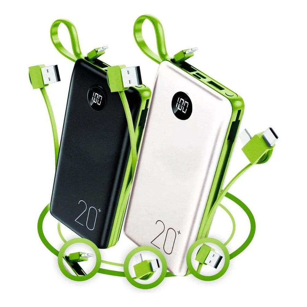 2X Power Bank 20.000 Mah Carregador Usb Portátil Com Cabo Ca
