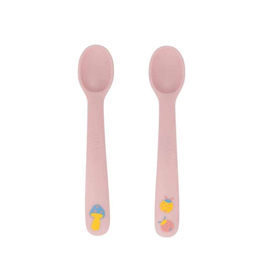 Kit Com Duas Colheres De Silicone Fadinha Rosa - Bup Baby