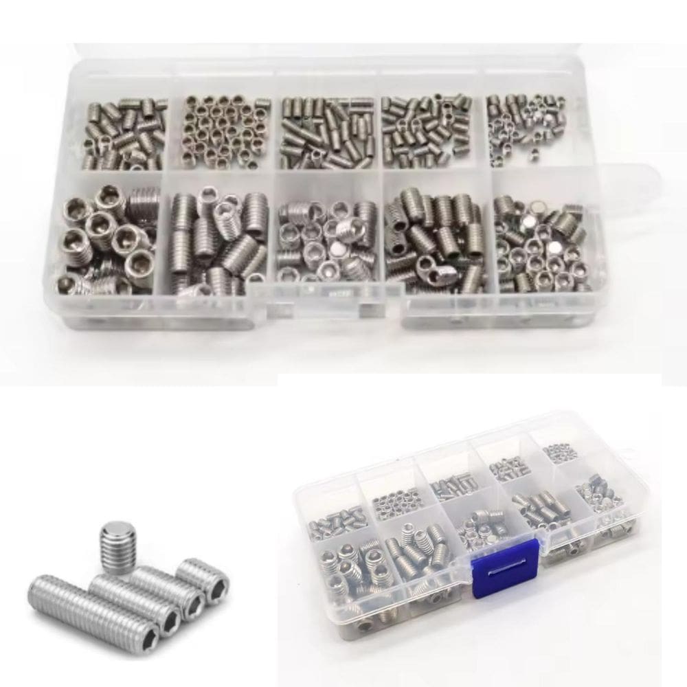 Kit 300 Parafuso Soquete Sem Cabeça Fixaçao Planas Aço Inox