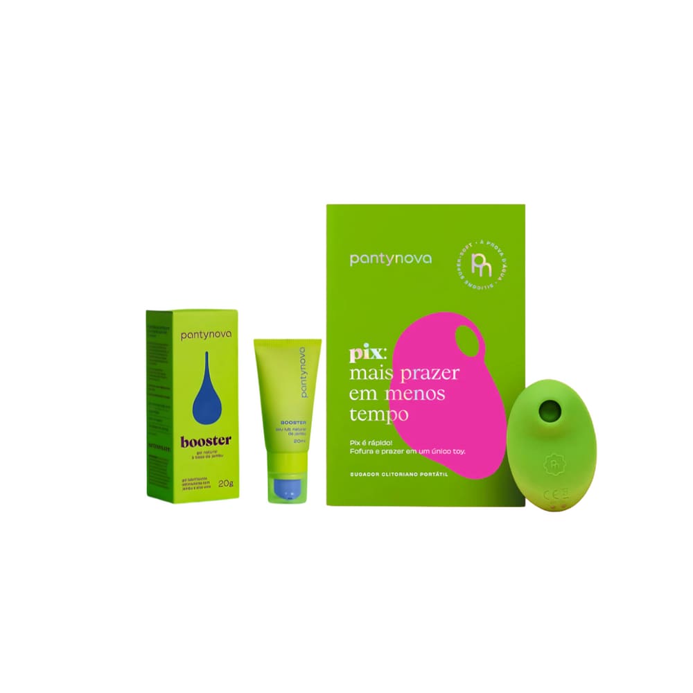 Kit Pantynova - Sugador Clitoriano Portátio Pix Verde + Lubrificante Booster 20G