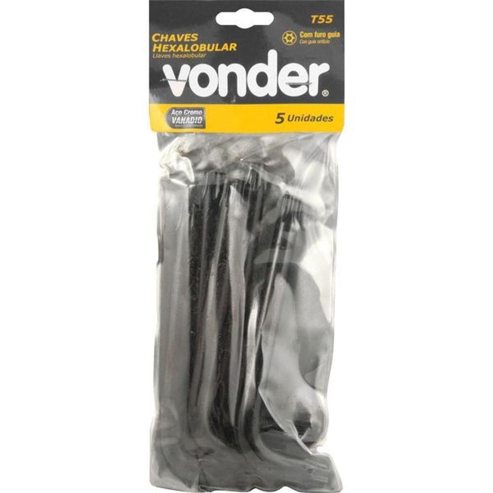 Chave Hexalobular T55 C- Furo Guia Crv C- 05 Peças Vonder