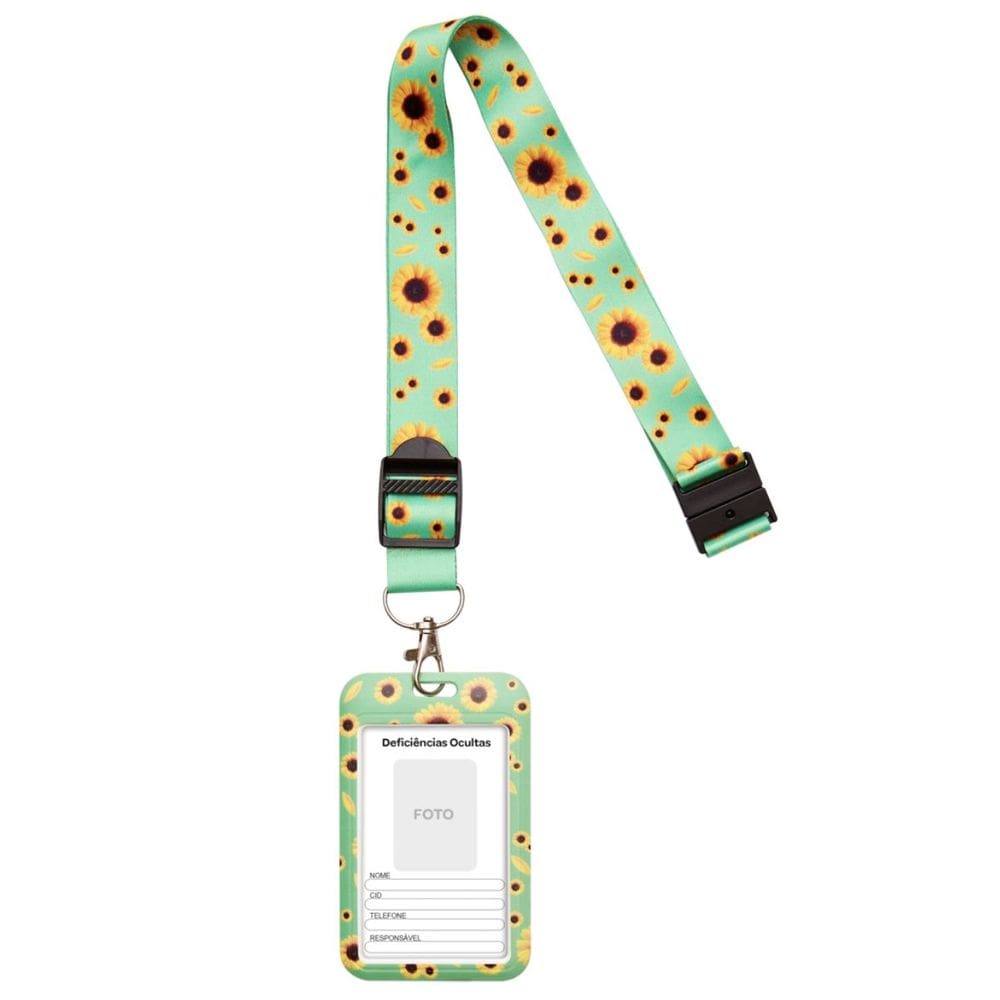 Crachá de Identificação Girassol Condição de Saúde Não Visível Antissufocamento Buba