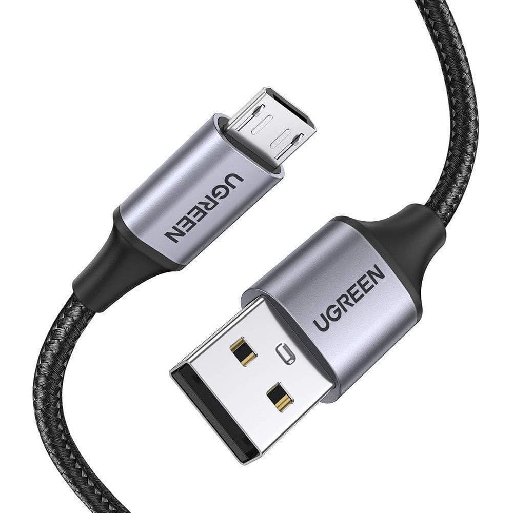 Ugreen Cabo Carregador Micro Usb Nylon Trançado 2M, - Preto