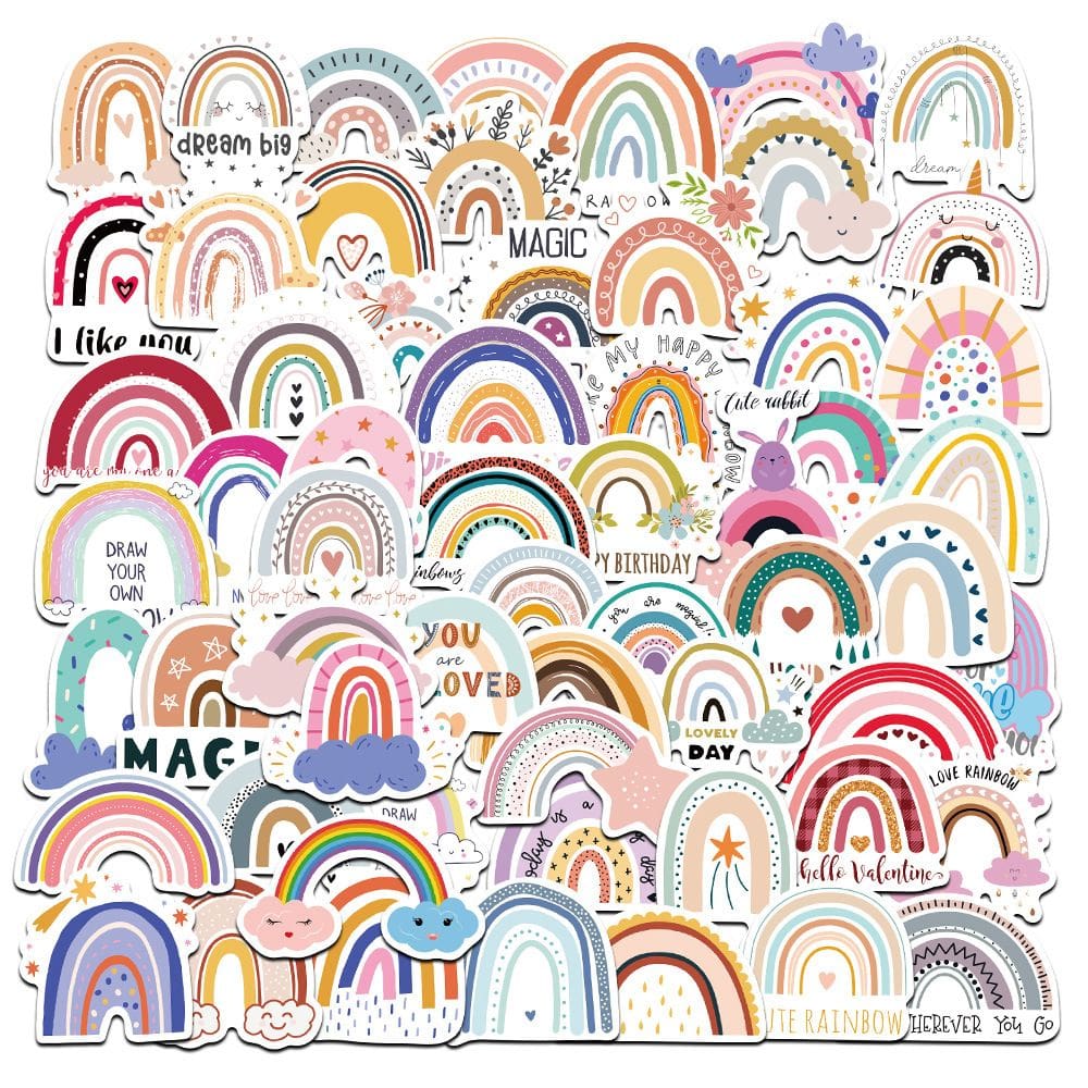 Adesivos de vinil impermeável Fresh Colorful Rainbow 60 unidades