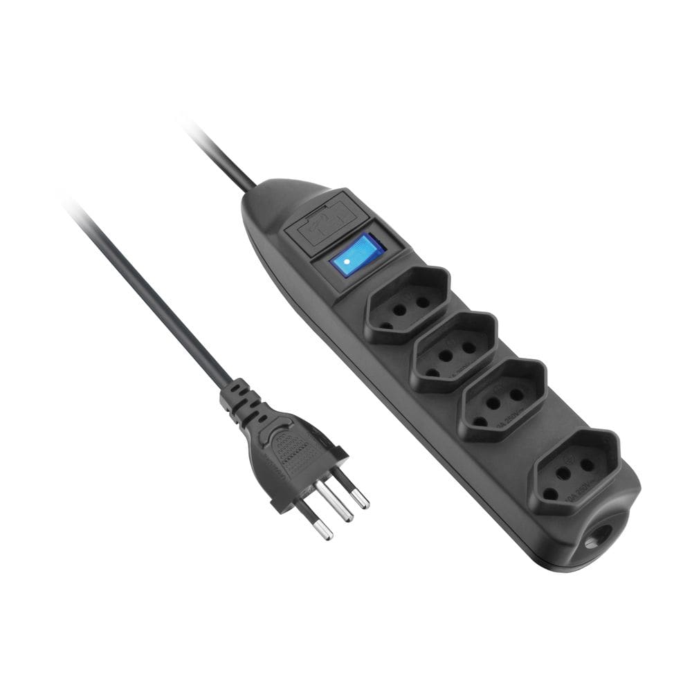 Protetor de Linha - 4 Tomadas 2P +T Fusível Chave Liga/Desliga 1,5M