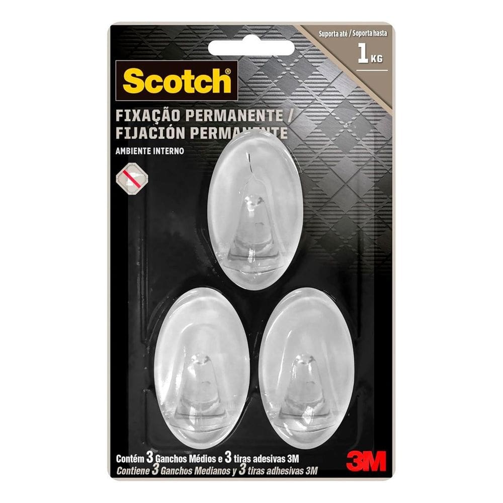 Gancho Scotch Transarente Medio 3M