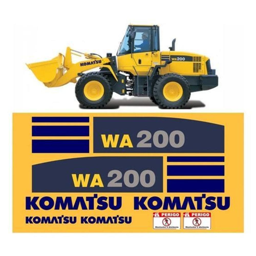 Kit Adesivo Pá Carregadeira Komatsu Wa200 + Etiquetas Mk Cor
