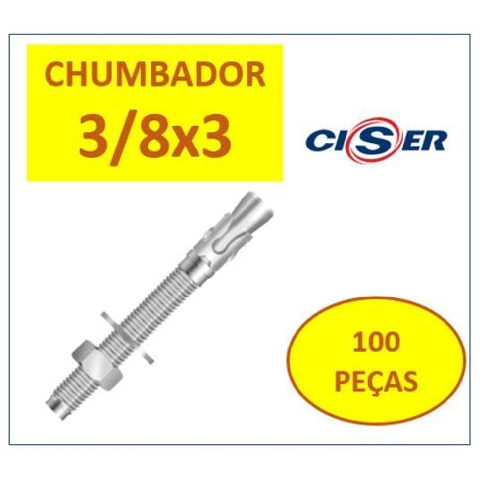Chumbador Pba 3/8 X 3.3/4 C/Porca E Arruela 100Pçs Ancora