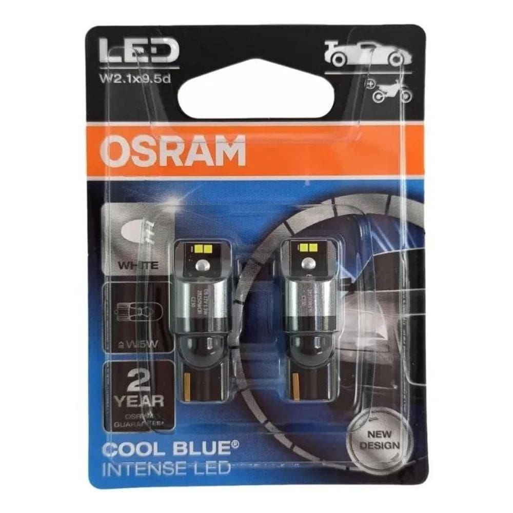 Par Lâmpada Led Pingo Osram Esmagada W5W T10 6000K 2Pc 12V