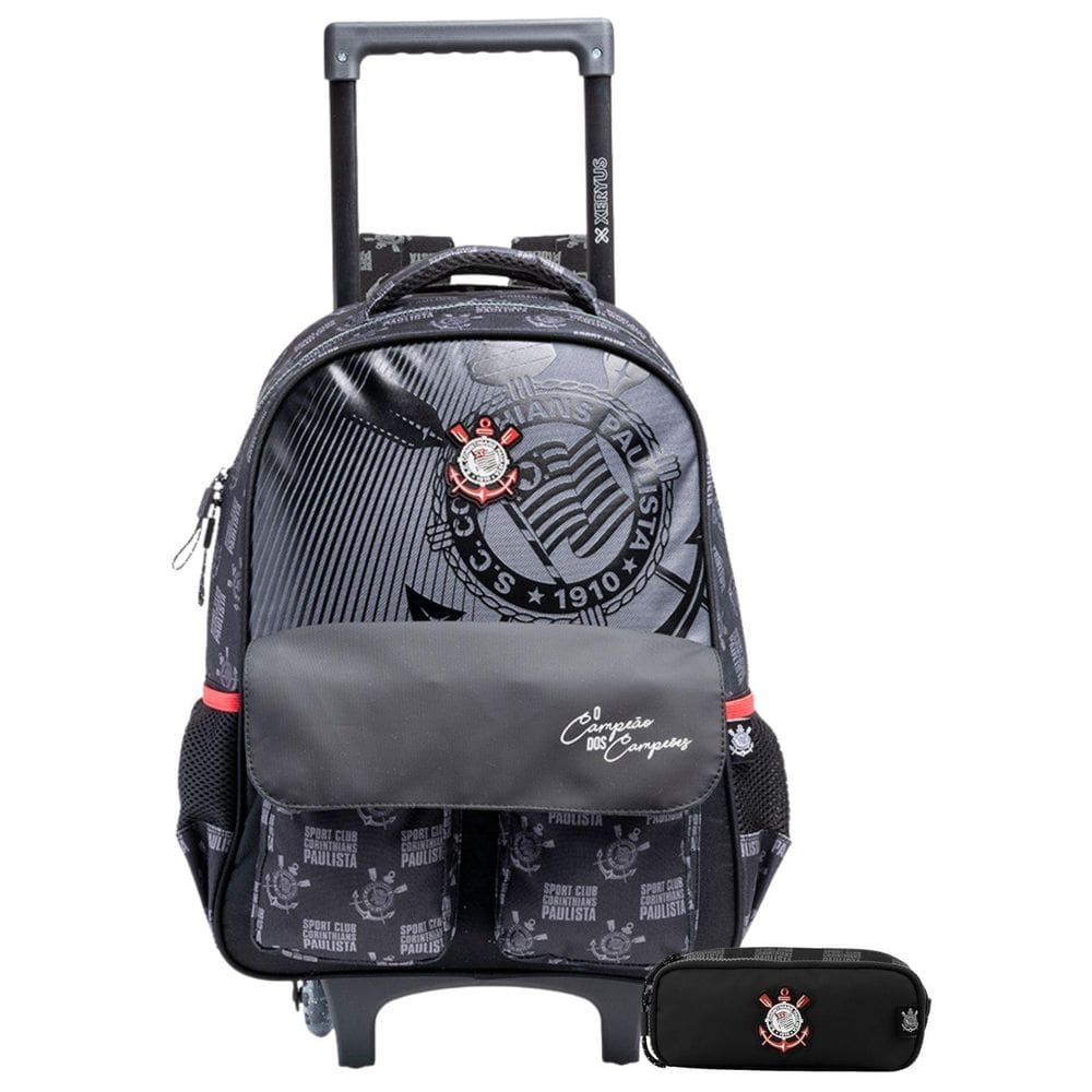 Kit Corinthians Mochila Rodas + Estojo Duplo
