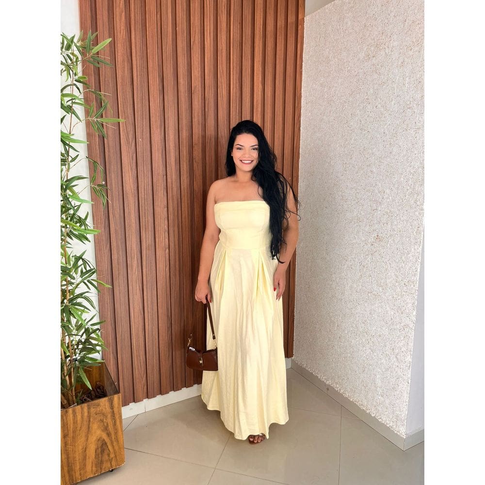 Vestido Longo Tomara Que Caia Com Bojo Amarração Costas