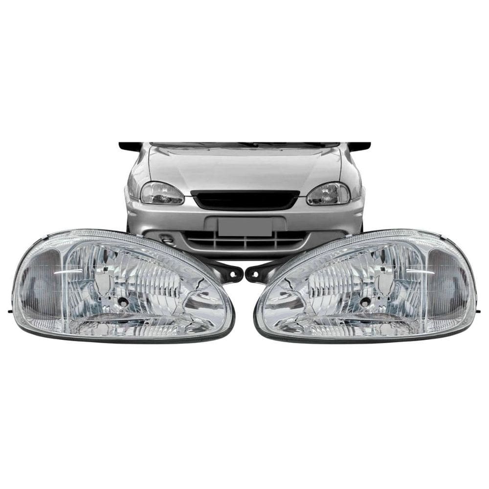 Par Farol Dianteiro Para Corsa Classic 02 A 10 Lente Vidro