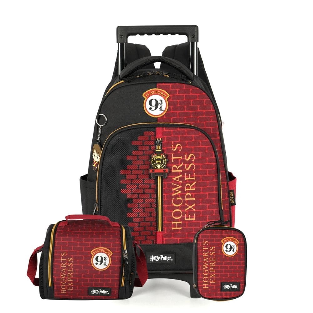 Mochila de Rodas Lancheira Térmica Estojo Box Harry Potter