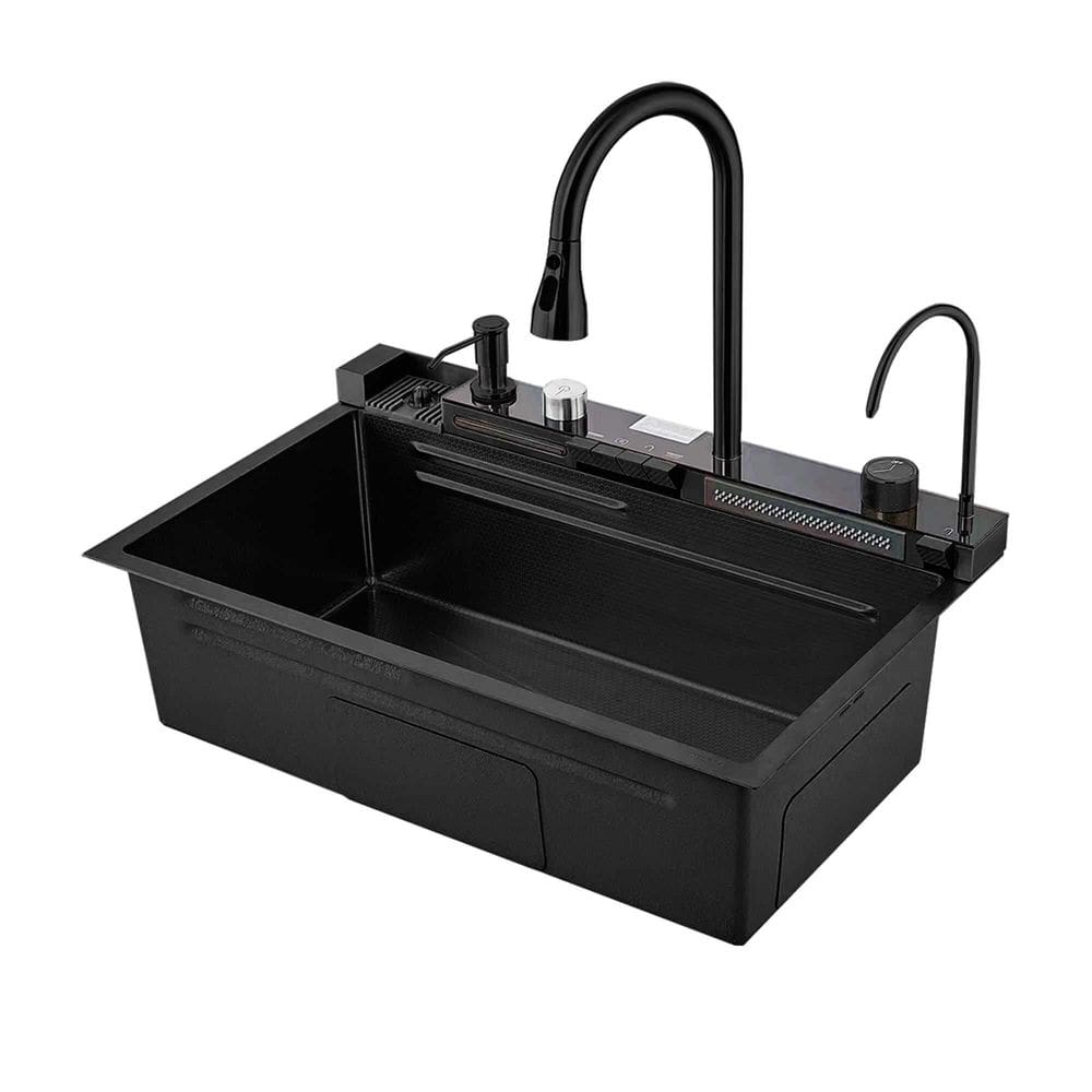 Cuba Cozinha Gourmet Torneira Cascata Lavador Copos - Preta