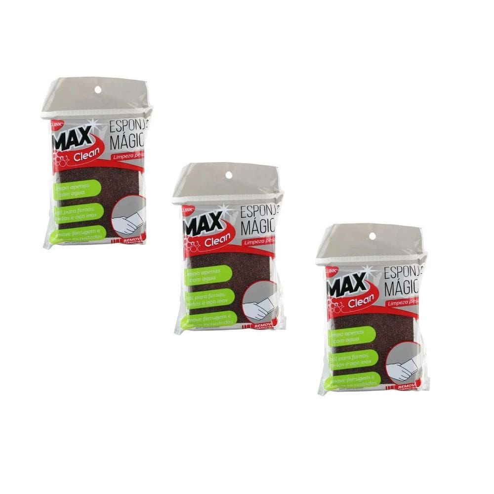 Kit 3 Esponjas Mágica Limpeza Pesada Inox Panelas Fornos