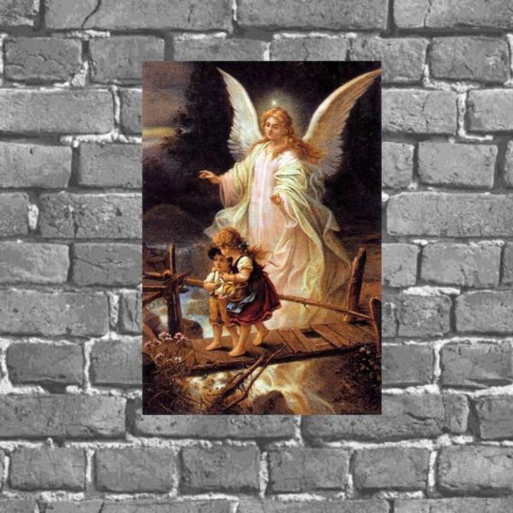 Placa Decorativa Anjo Da Guarda Antigo 18X27Cm