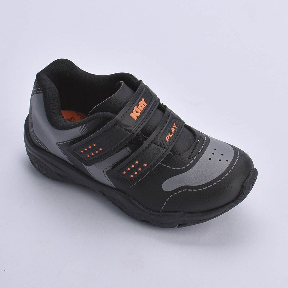 TENIS KIDY PLAY RESPITEC PRETO/CINZA/LARANJA Kidy