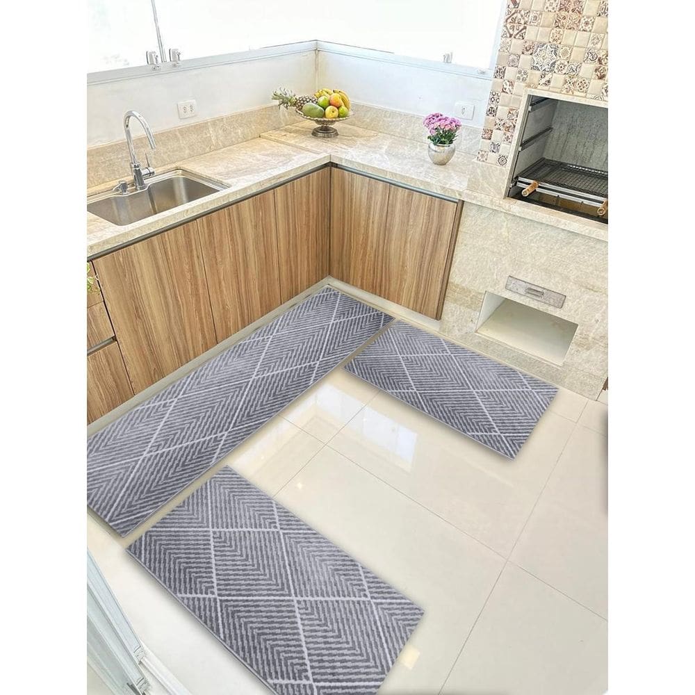 Kit 3 Peças Pa Jogo Tapete Cozinha Largo 0,66 Antiderrapante