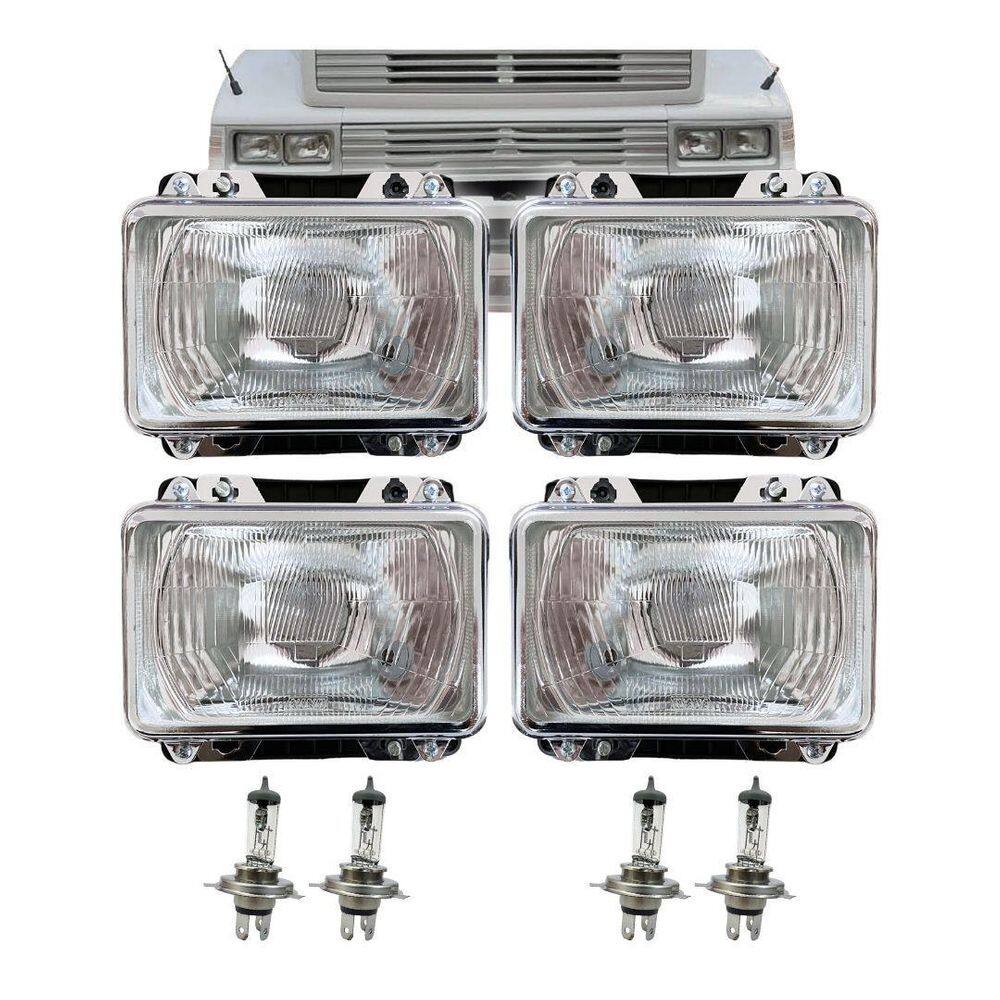 Kit 4 Farol Mb Mercedes Bicudo Cara Preta Nino + Lâmpada 12V