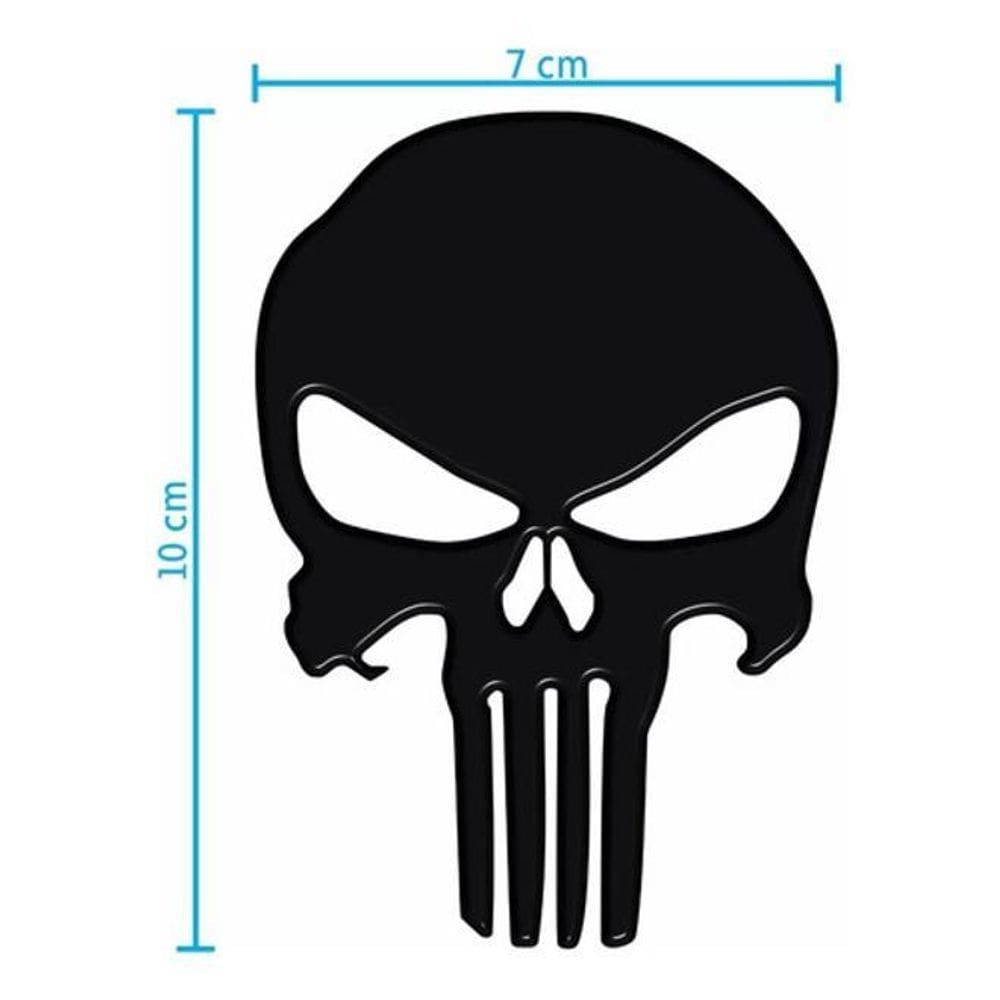 Adesivo Caveira Justiceiro Punisher Resinado Preto Res01 Fk