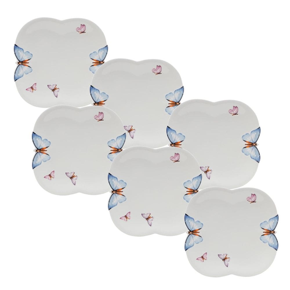Conjunto de Pratos Rasos 06 Peças Borboletas Wolff